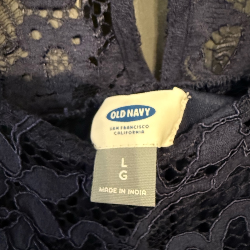 Old Navy Women's Long Sleeve Blue Lace Dress - Picture 2 of 3